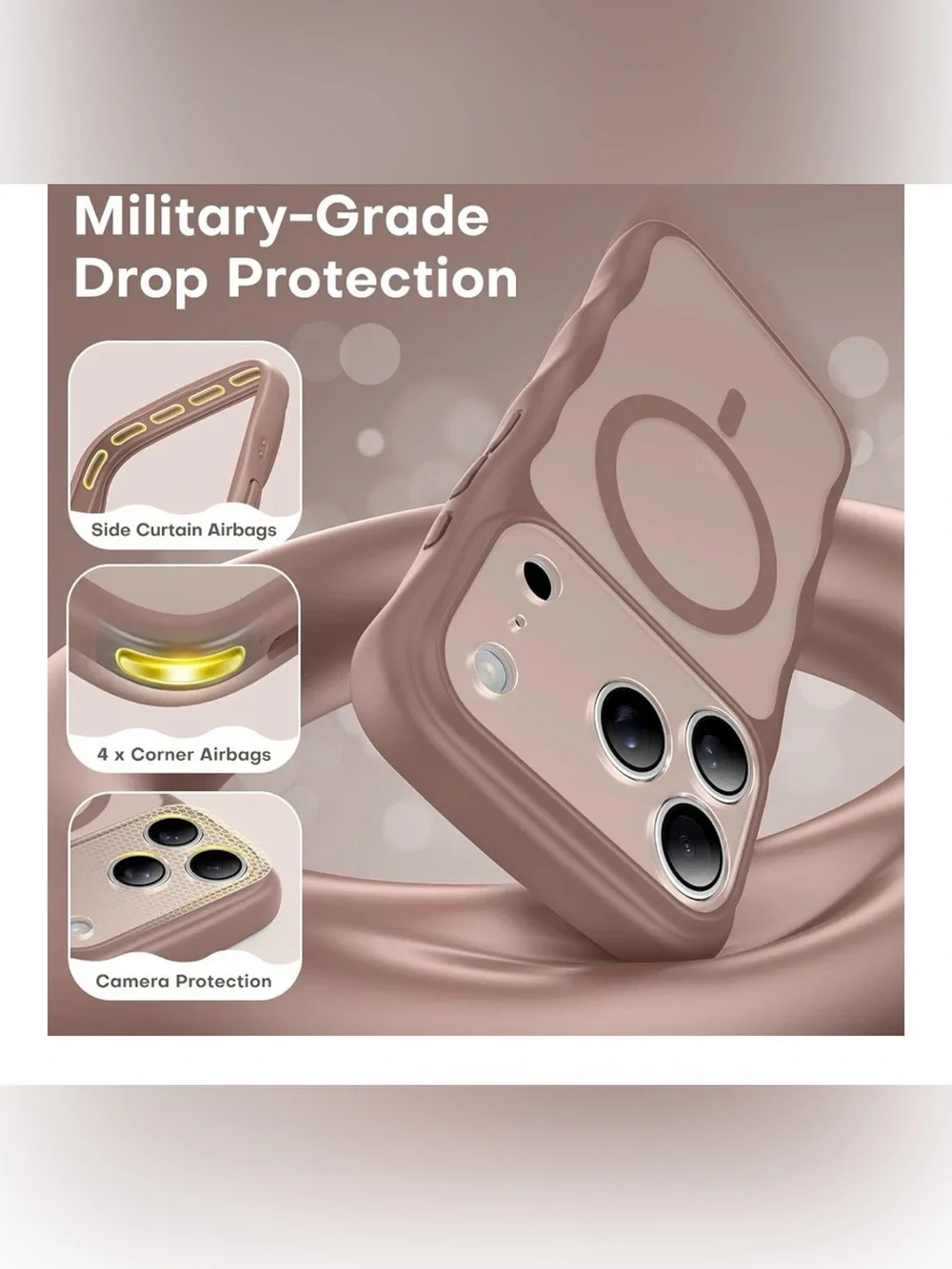 Brown For I phone 17 Pro Magnetic MagSafe- Silicone Phone Case translucent